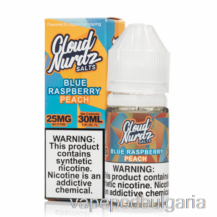 Vape 10000 Дръпки Blue Raspberry Peach - Cloud Nurdz Salts - 30ml 50mg